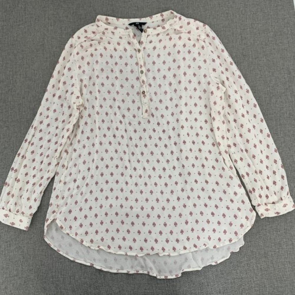 H&M Long Sleeve Top Size 14 Relaxed‎ Fit Soft & Comfortable 100% Viscose Floral